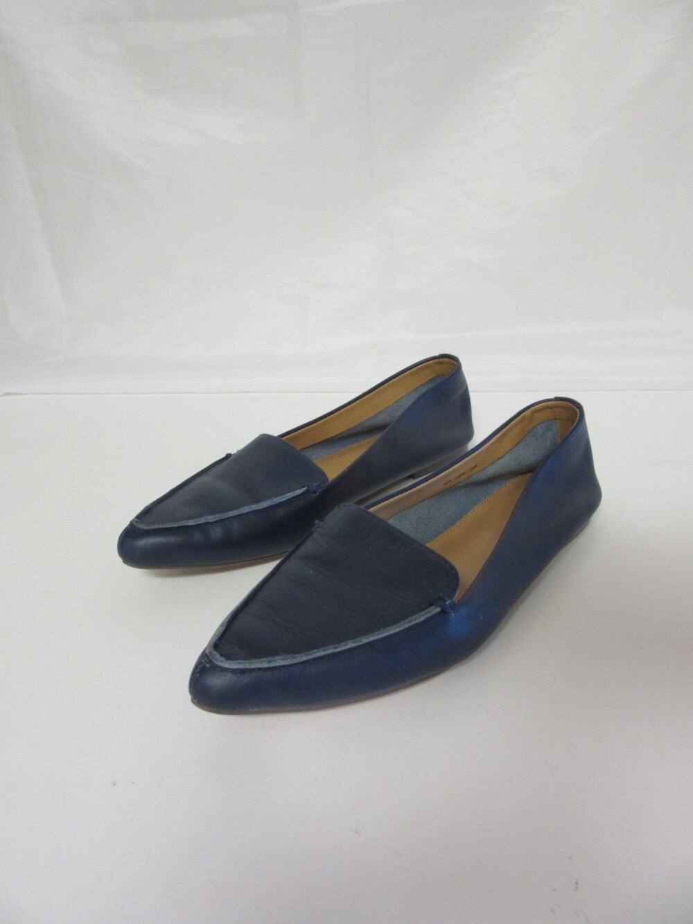 J CREW Blue Leather Pointed Toe Flats Women's 6.5